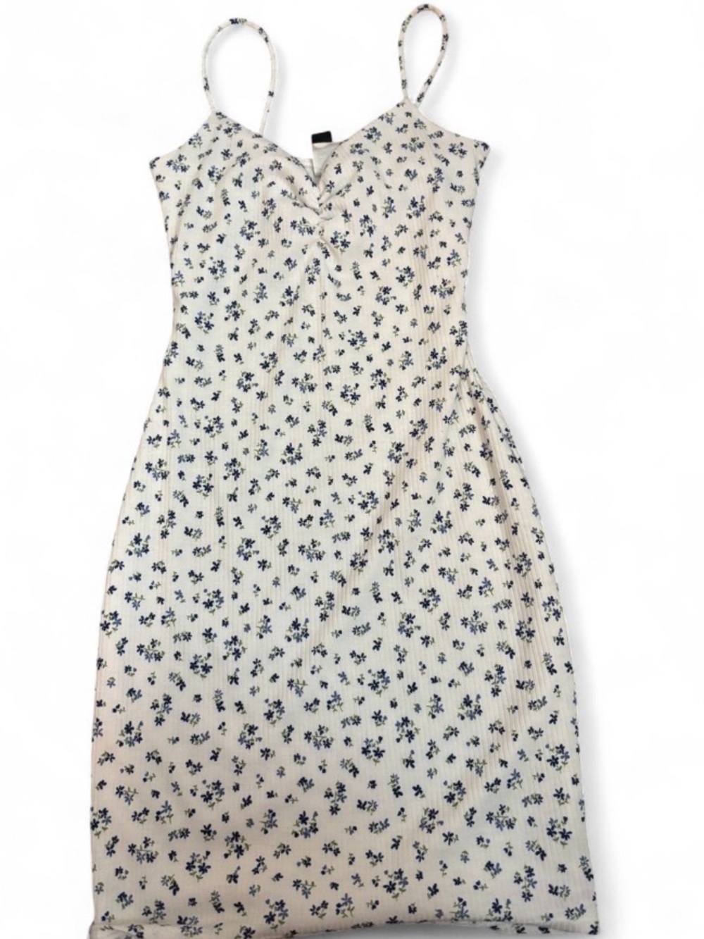 Windsor White/Blue Floral Slip Dress V-Neck Spaghetti Strap Sz S
